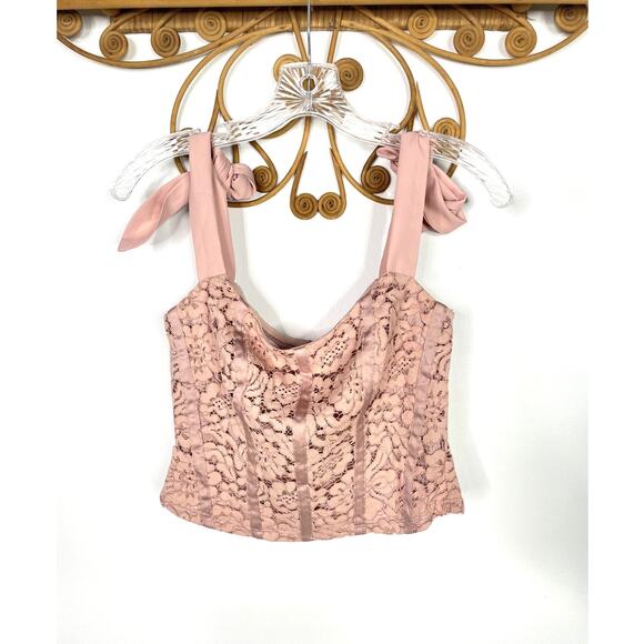 NEW Bebe Women's Corded Lace Bustier With Chiffon Tie 4 - Picture 3 of 8